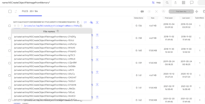 VirusTotal search results for
name:NSCreateObjectFileImageFromMemory*